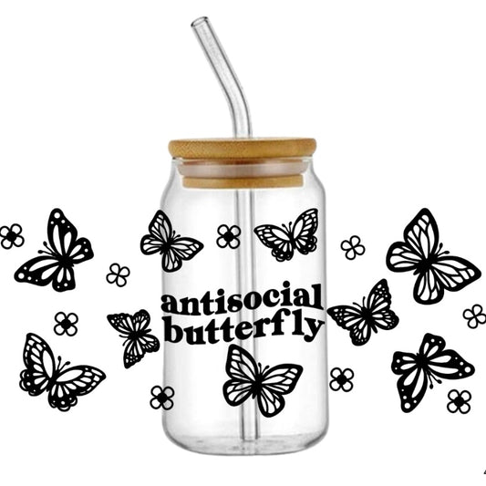 Antisocial Butterfly - 16oz Glass Tumbler