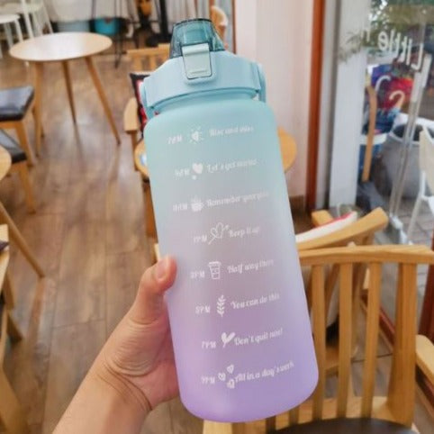 Motivational Frosted Water Bottle - Purple + Blue