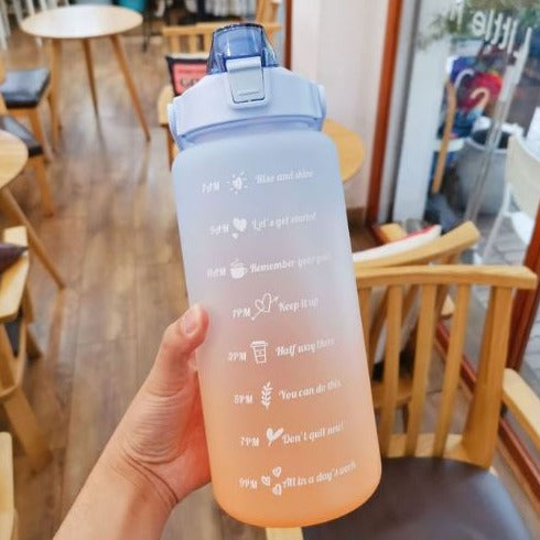 Motivational Frosted Water Bottle - Pink + Blue